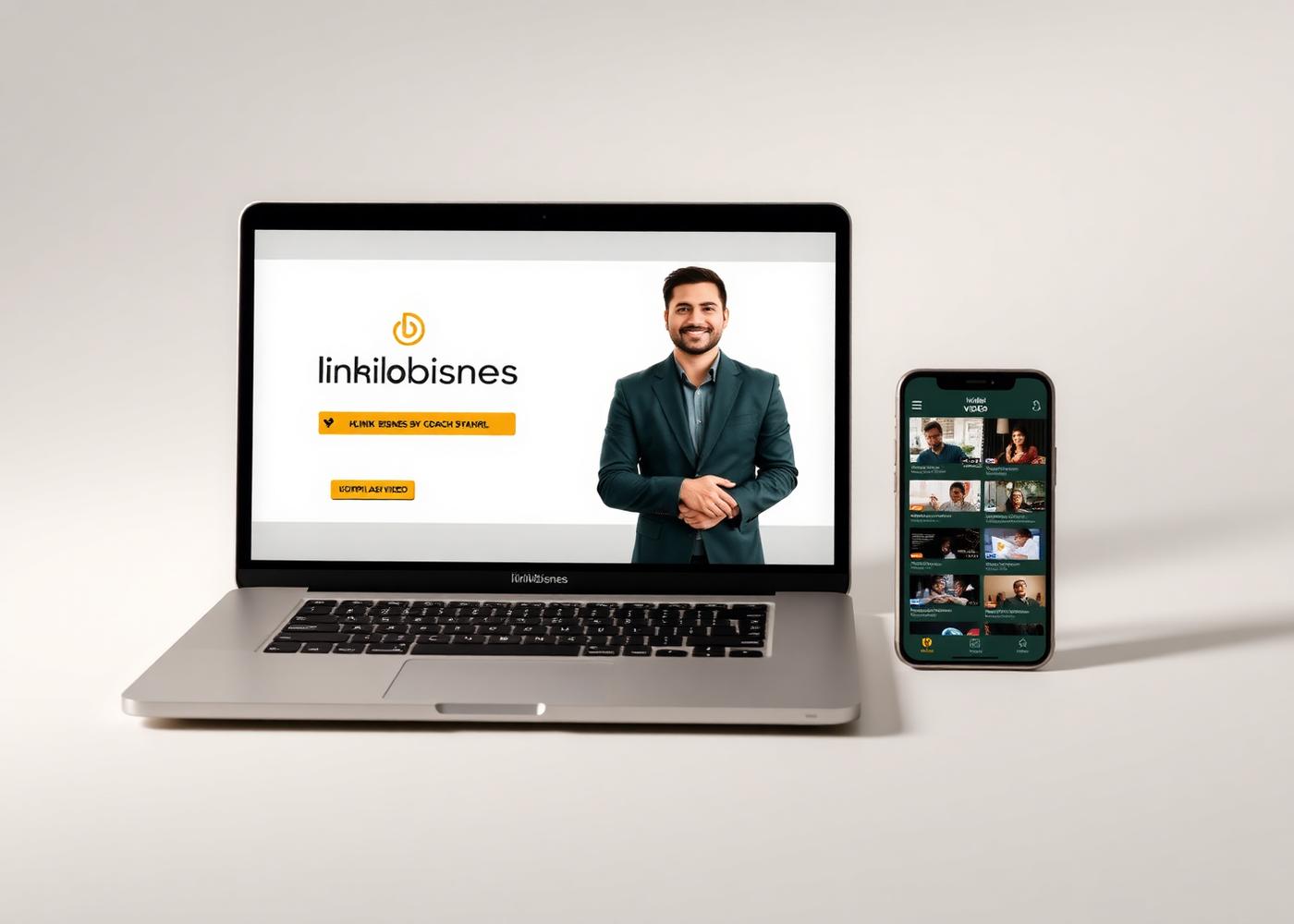Video library LinkBisnes dipaparkan di laptop dan telefon